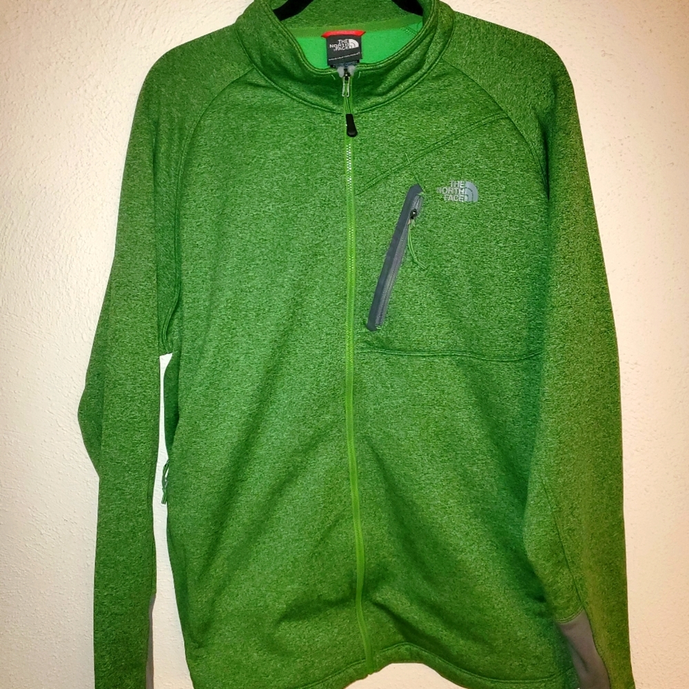 The North Face Green Full Zip XL Fleece Jacket Coat Men's Extra Large 3 Pockets